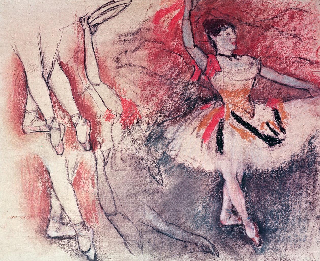 Dansare med tamburin, eller spansk dansare, ca 1882 (kol och pastell på papper) av Edgar Degas