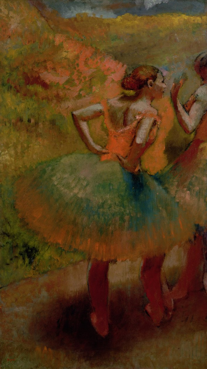 Dansere iført grønne nederdele, ca. 1895 swed av Edgar Degas