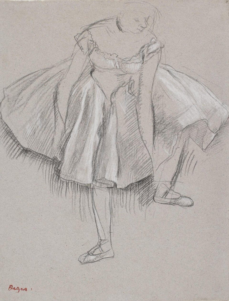 Dansare justerar sin toffel av Edgar Degas
