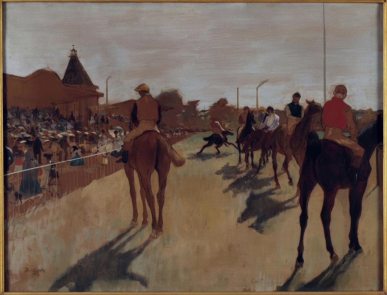 Paraden, även känd som Racehorses framför läktaren av Edgar Degas