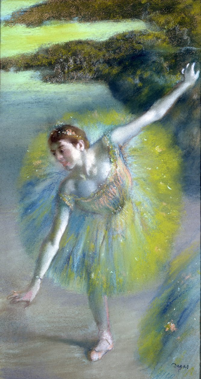 Steget på scenen (pastell på papper) av Edgar Degas