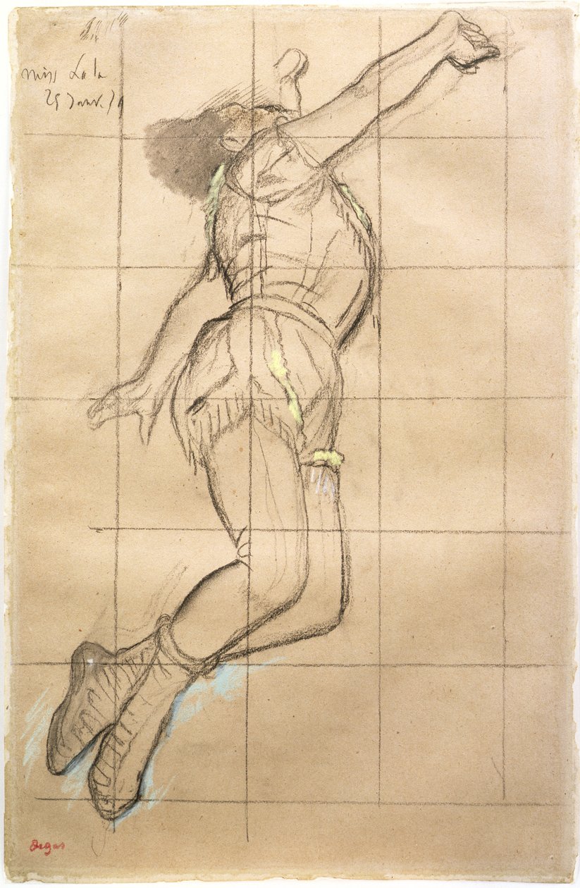 Miss La La på Cirque Fernando, 1879 (svart krita och pastell på papper) av Edgar Degas
