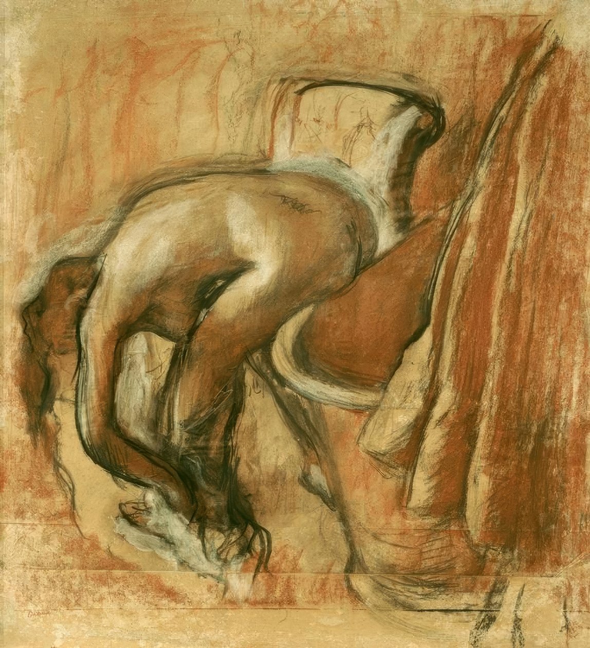 Efter badet; kvinna som torkar sig av Edgar Degas