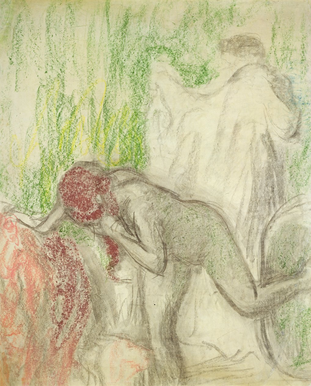 Naken kommer ut ur badet av Edgar Degas