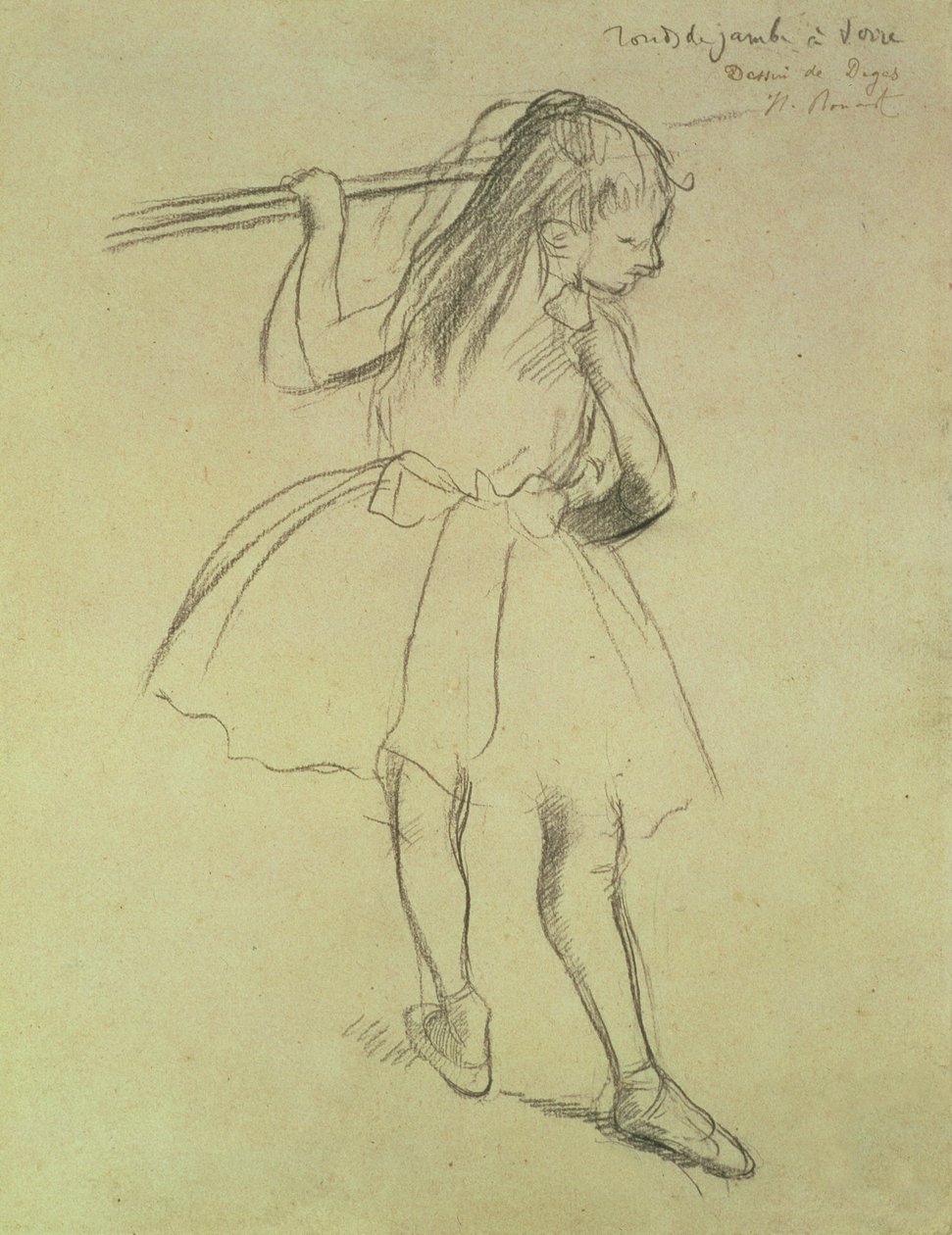 PD.32-1978 Flickan som dansar i barren, ca 1878 (svart krita) av Edgar Degas