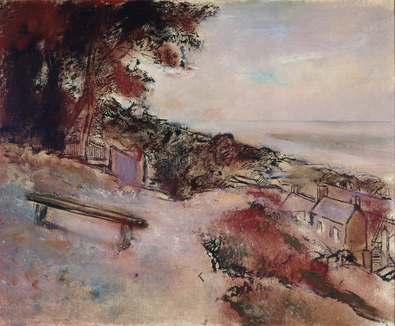 Paisaje en la orilla del marn av Edgar Degas