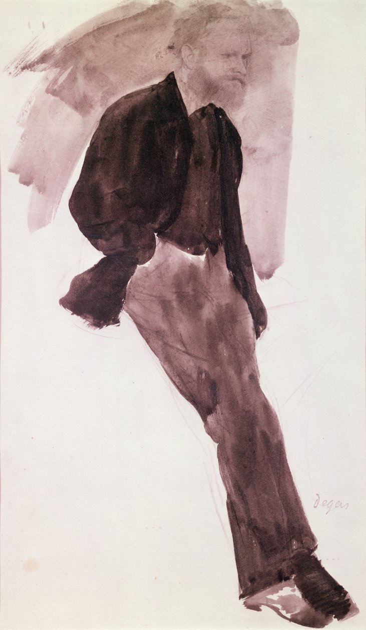 Porträtt av Manet (grå tvätt på papper) av Edgar Degas