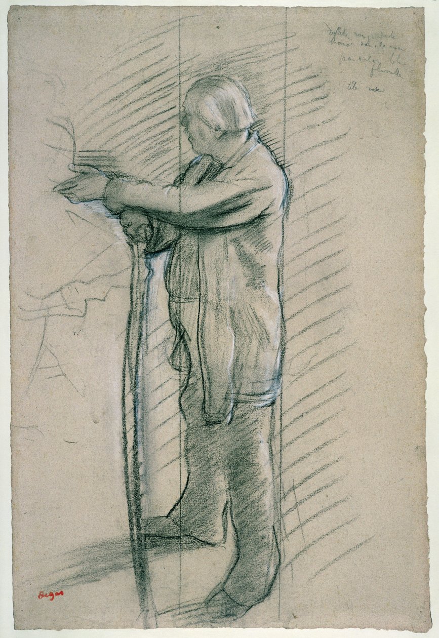 Porträtt av dansaren Jules Perrot, 1875 (svart krita, Conte-krita och träkol på papper) av Edgar Degas