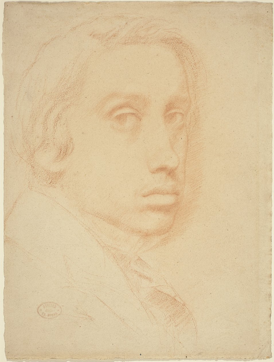 Självporträtt, ca 1855 (röd krita på lagt papper) av Edgar Degas