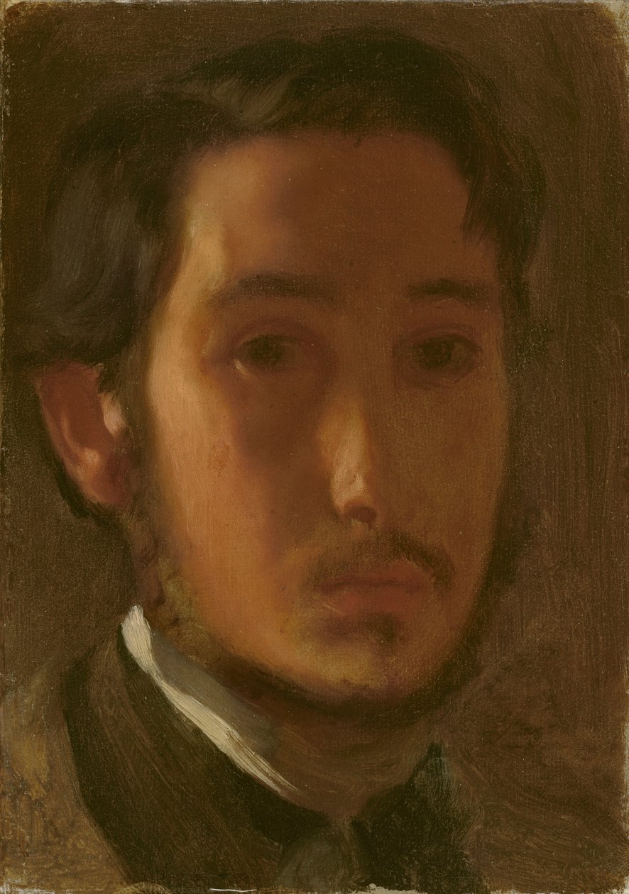 Självporträtt med vit krage, ca 1857 (olja på papper på duk) av Edgar Degas