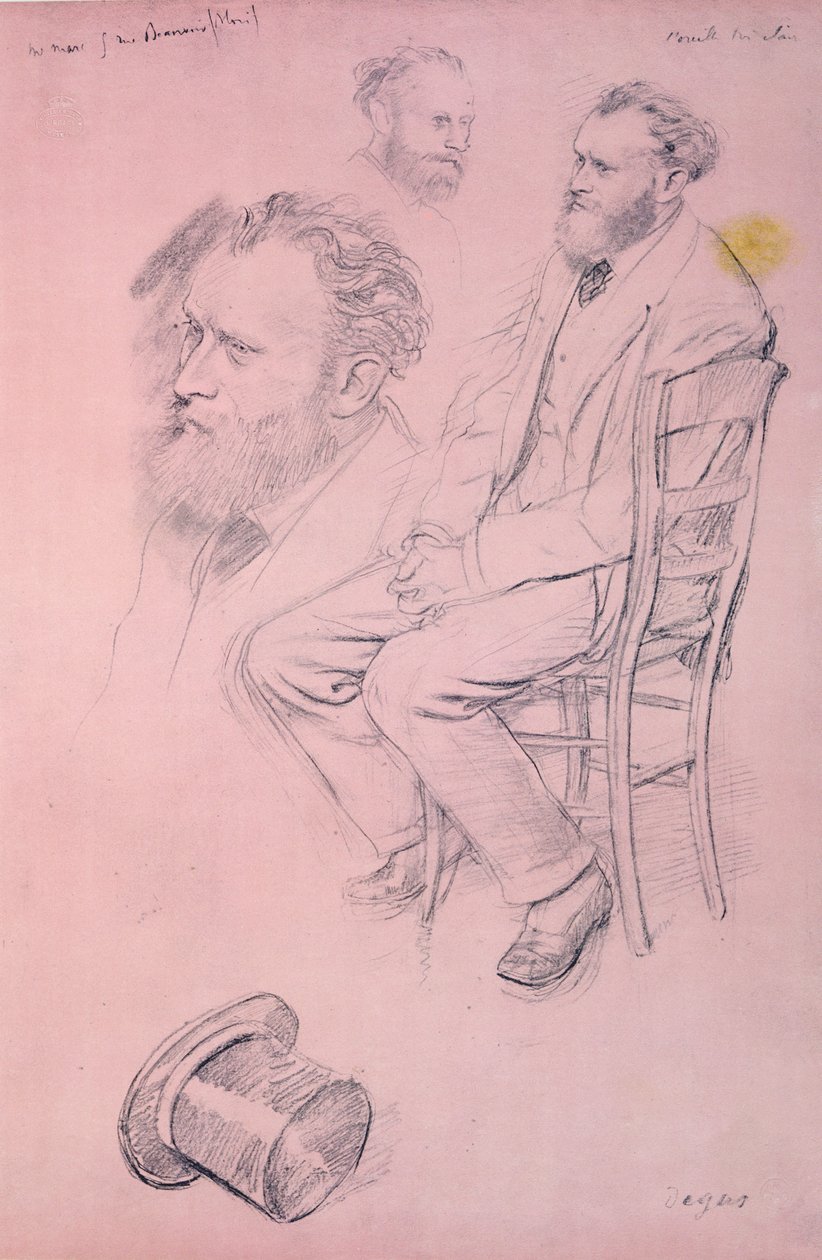 Studie för ett porträtt av Edouard Manet (1832-1883) 1864-66 (penna på tonat papper) av Edgar Degas