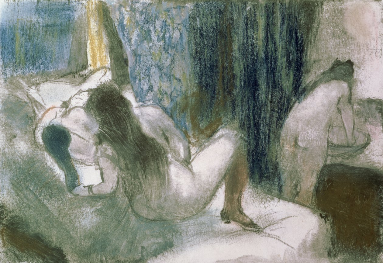 Bordellen, ca 1879 (pastell och monotypi på papper) av Edgar Degas