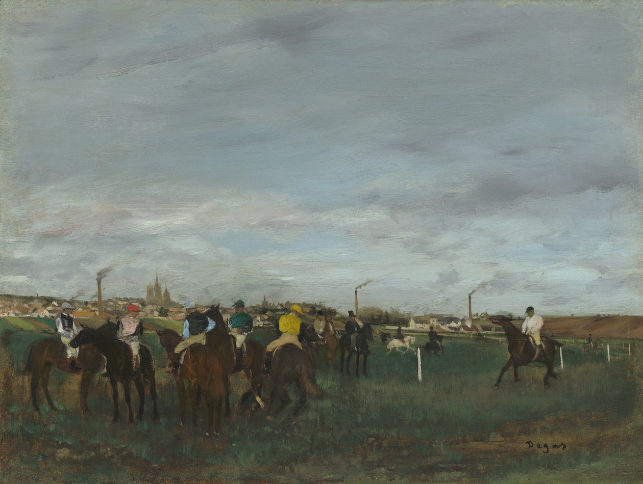 The Races, 1871-2 (olja på trä) av Edgar Degas