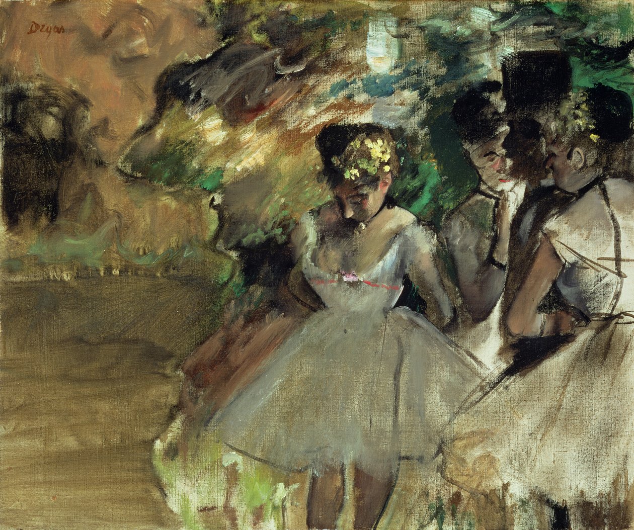 Three Dancers in the Wings, ca 1880-85 av Edgar Degas