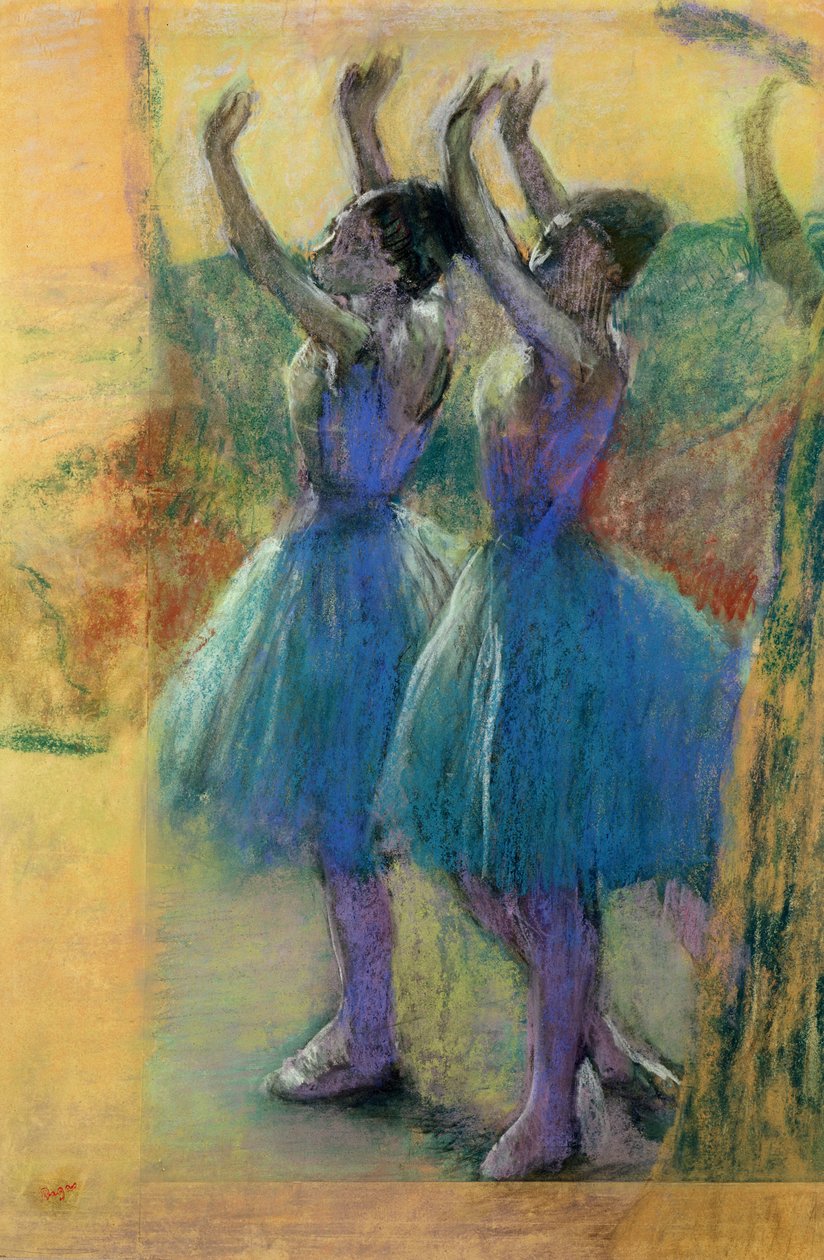 Två blå dansare (pastell på papper) av Edgar Degas