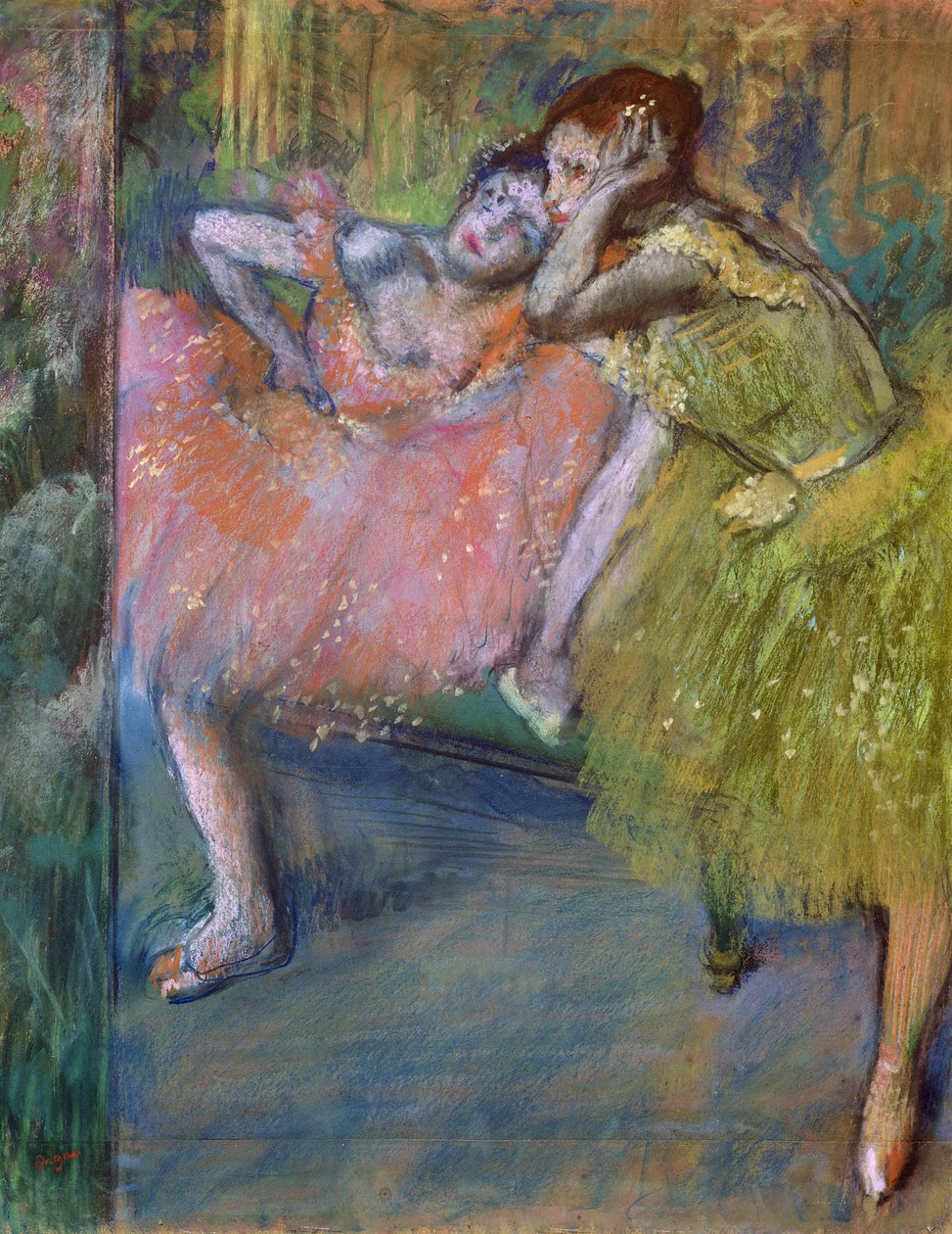 Två dansare i foajén, ca 1901 (pastell) av Edgar Degas