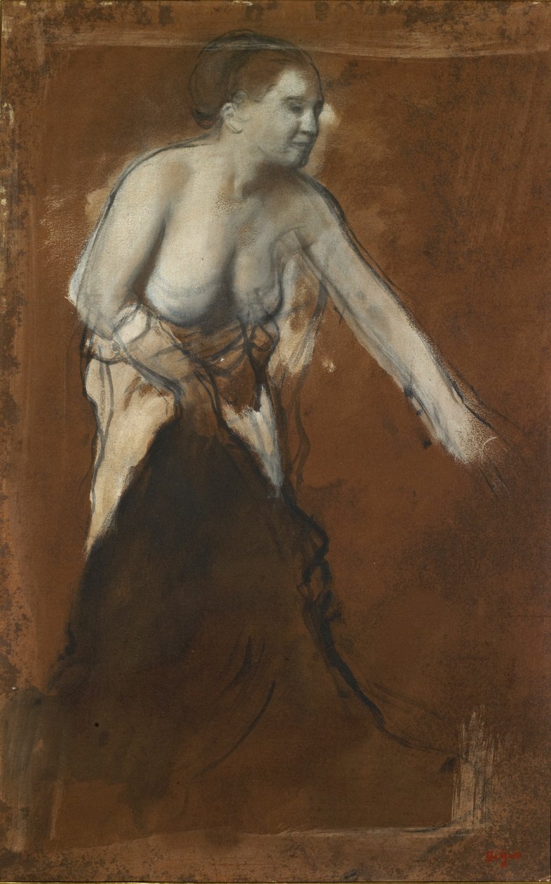 Kvinna som tvättar sig, ca 1866-68 (olja på kartong) av Edgar Degas