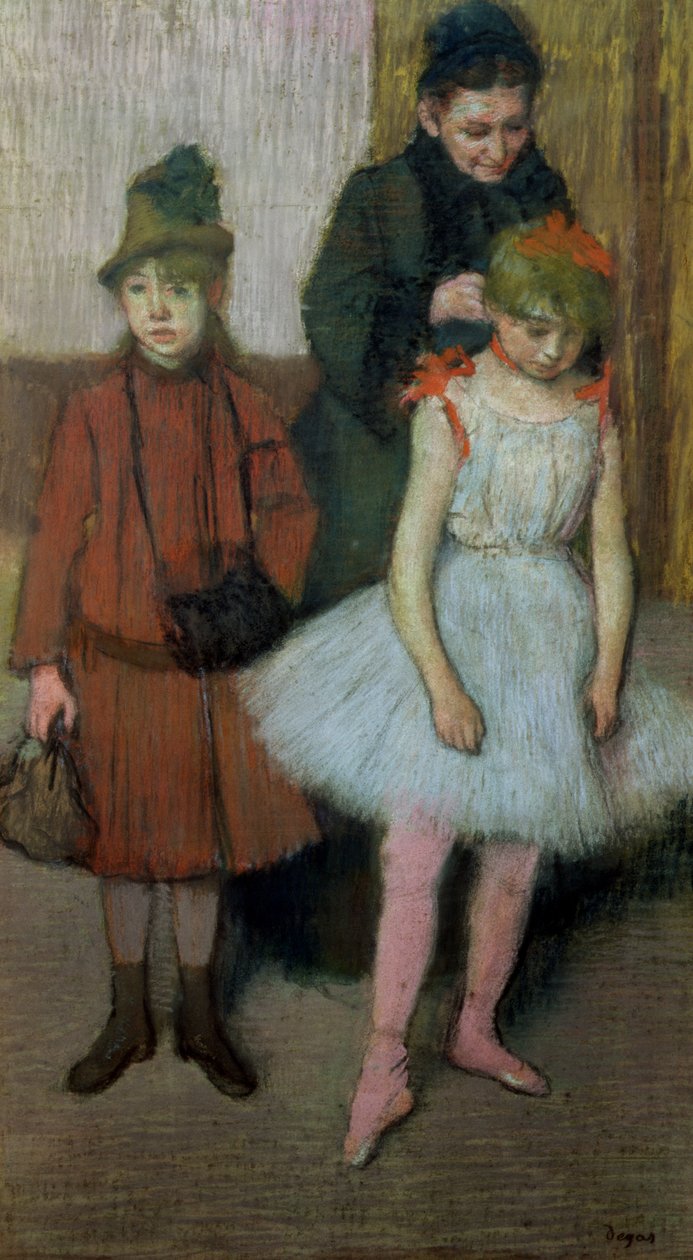 Kvinna med två små flickor (pastell) av Edgar Degas
