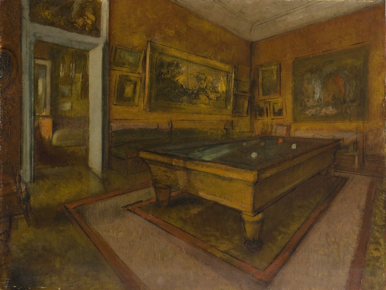 Billiard Room at Ménil-Hubert av Edgar Degas