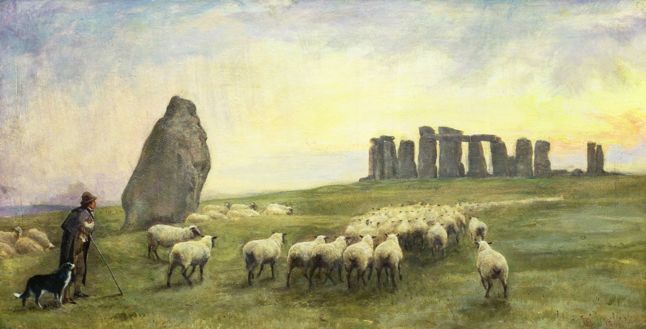 Återvänder hem, Stonehenge, Wiltshire, 1891 av Edgar Barclay