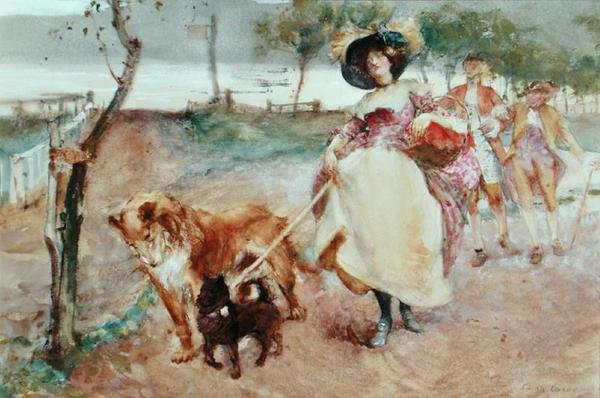 A Vigorous Outing (akvarell och gouache över penna på papper) av Edgar Bundy
