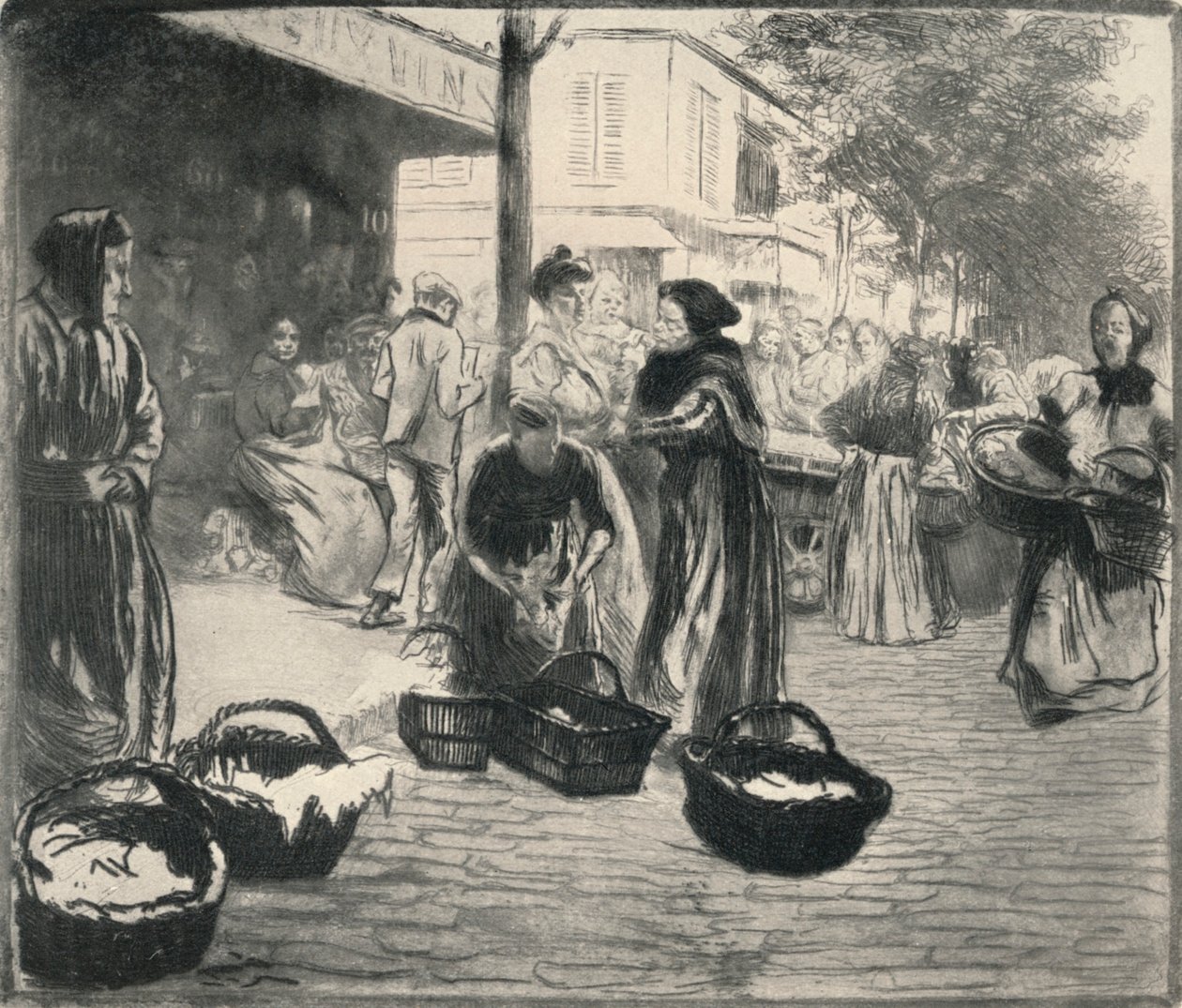 "Friluftsmarknad, Avenue de Clichy", 1915 av Edgar Chahine
