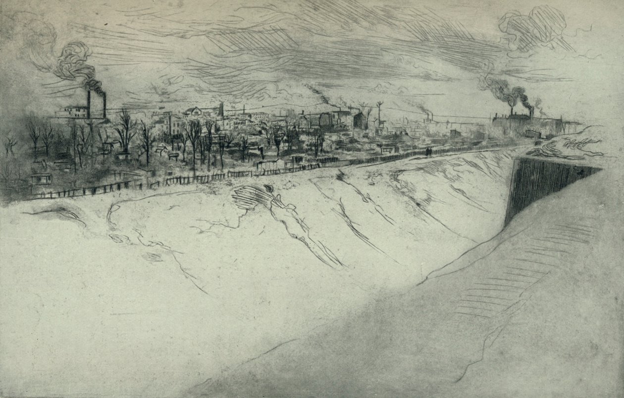 St Ouen sett från befästningarna i Paris, 1915 av Edgar Chahine
