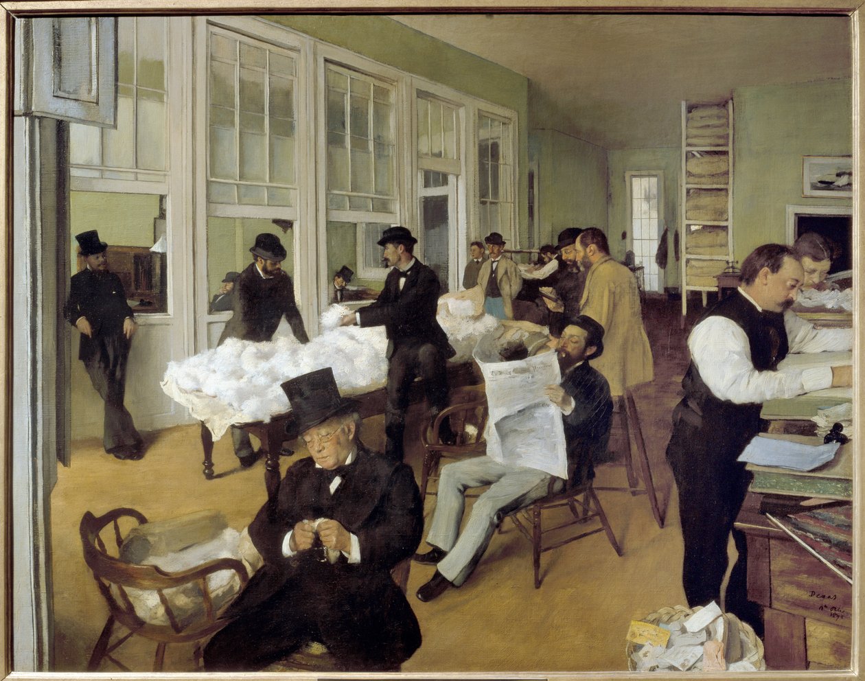 Ett bomullskontor i New Orleans (eller interiör från ett kontor för bomullsuppköpare i New Orleans) (olja på duk av Edgar Degas