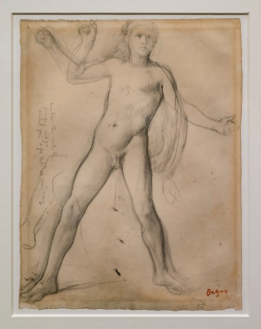 Alexander och ben studerar. Omkring 1859-1861. Svart bläck och grafit på papper av Edgar Degas