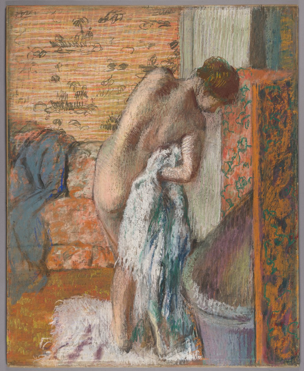 Efter badet (kvinna som torkar av sig) av Edgar Degas