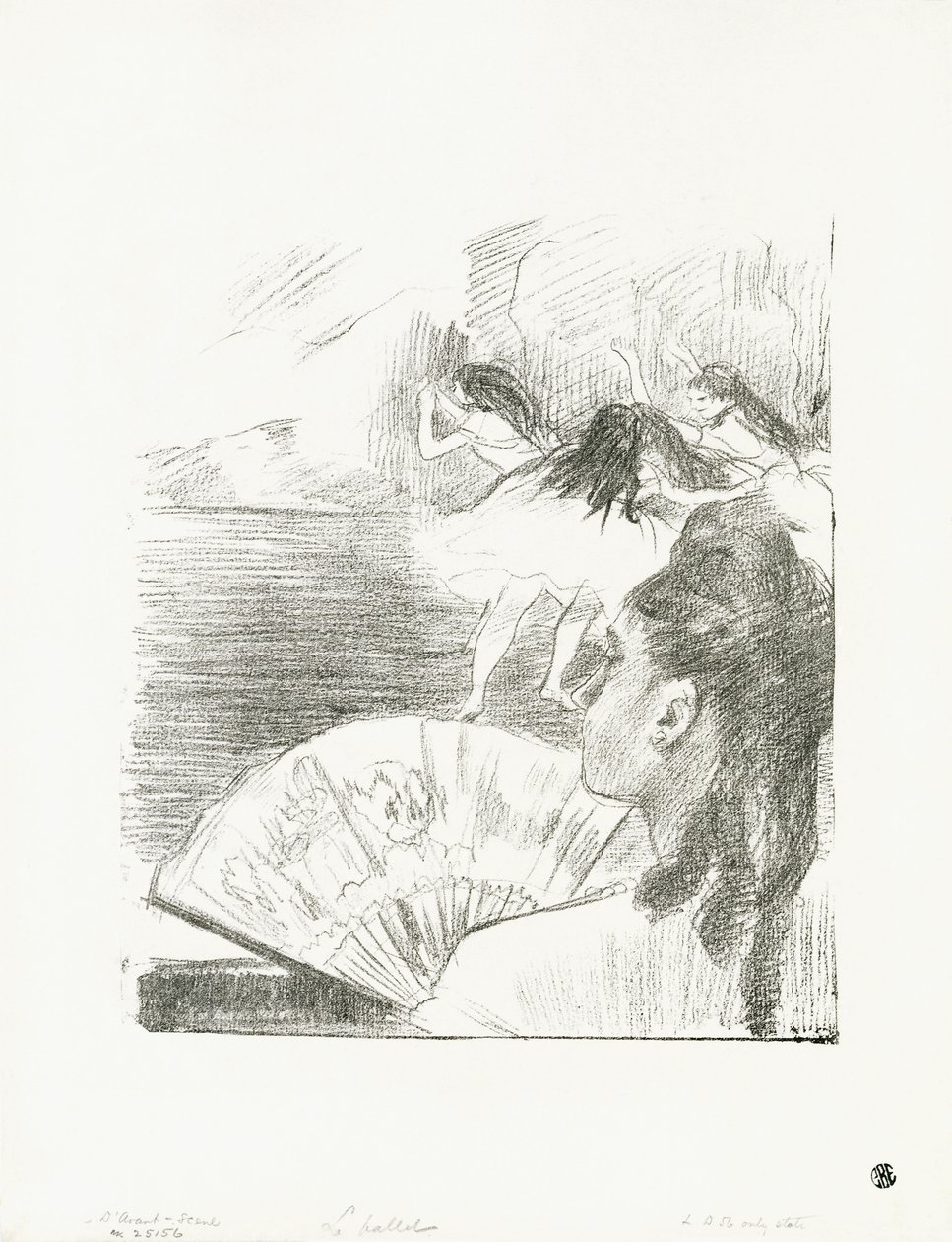 På teatern - Kvinna med en fan, c.1878-80 av Edgar Degas