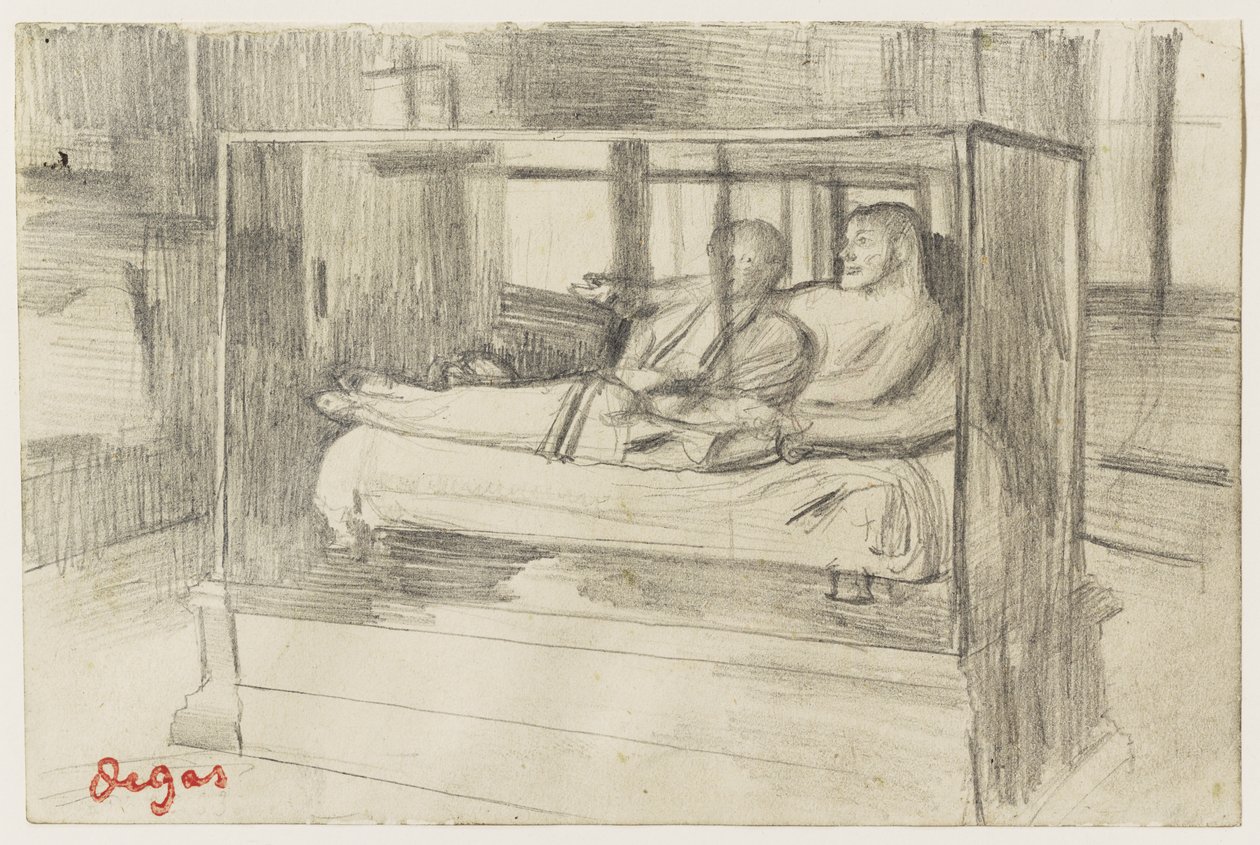 Vid Louvren: Den etruskiska sarkofagen, c.1879 av Edgar Degas