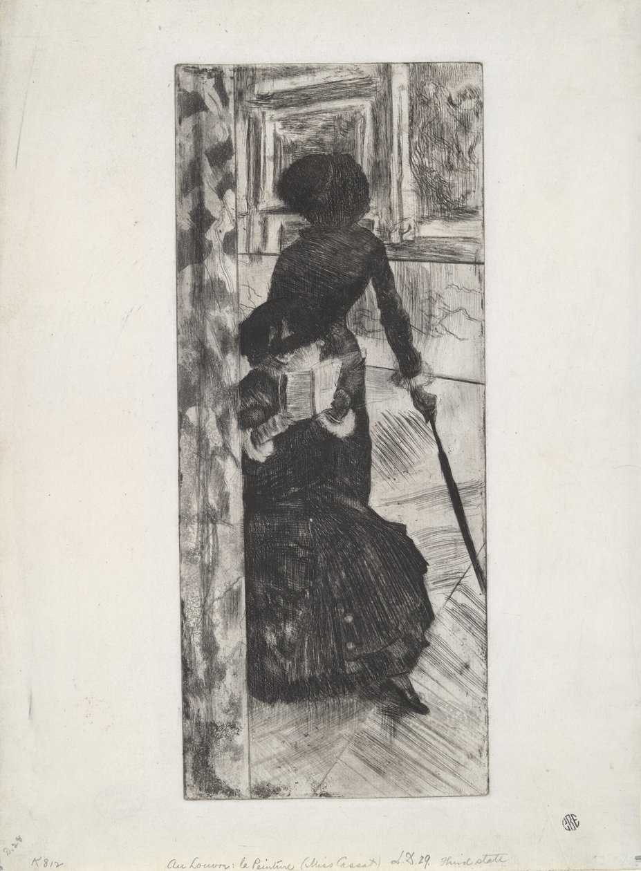 At the Louvren: Painting (Mary Cassatt), c.1879-80 (etsning och akvatint) av Edgar Degas