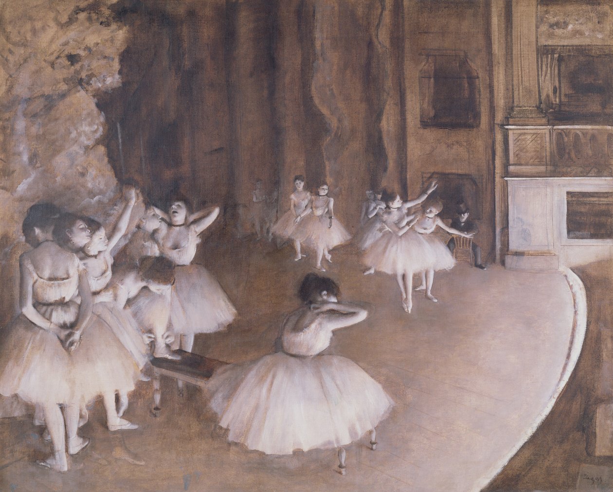 Balettrepetition på scenen av Edgar Degas