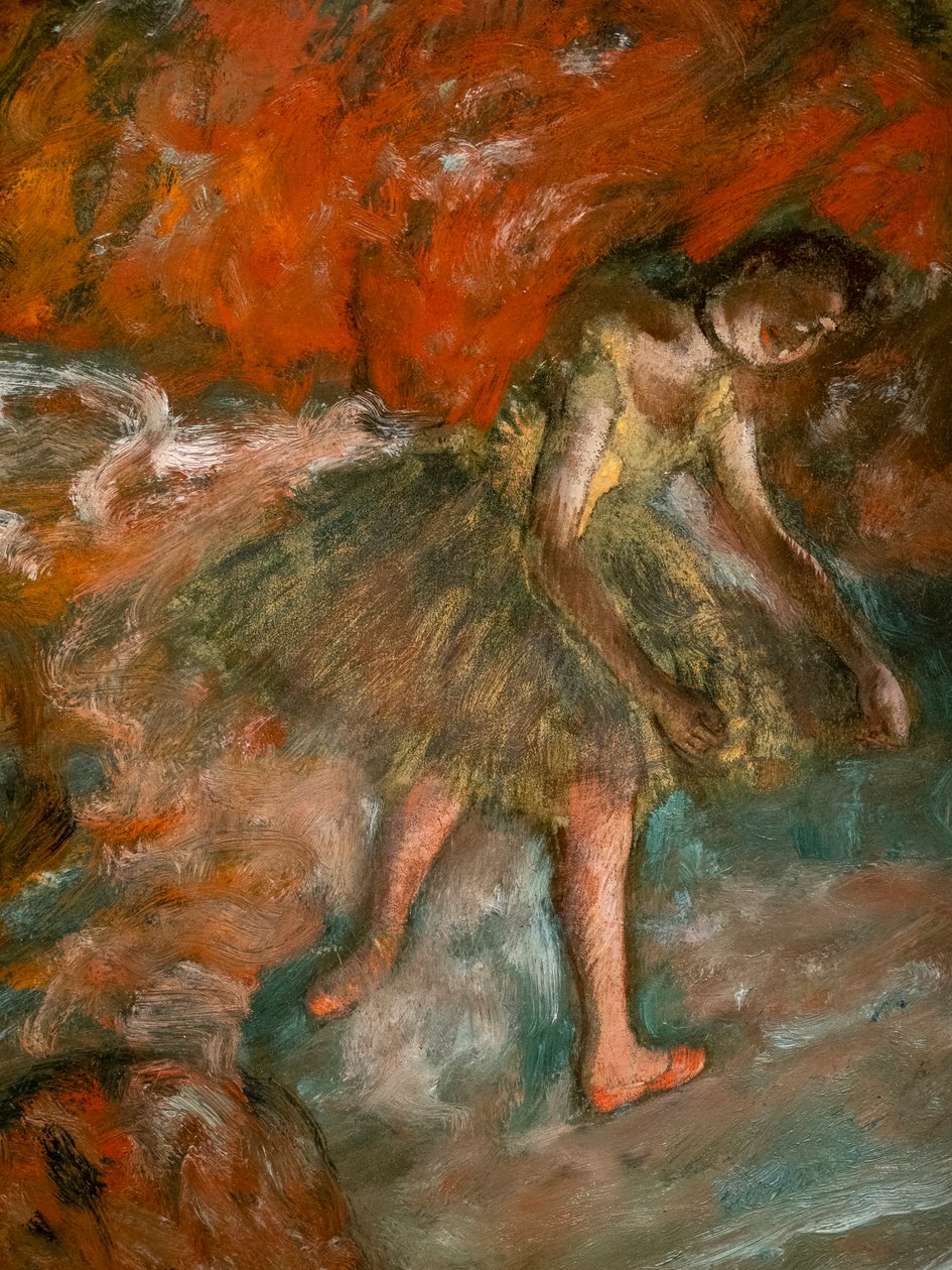 Balettscen (detalj). Omkring 1890. Olja på papper, laminerad på panel. av Edgar Degas