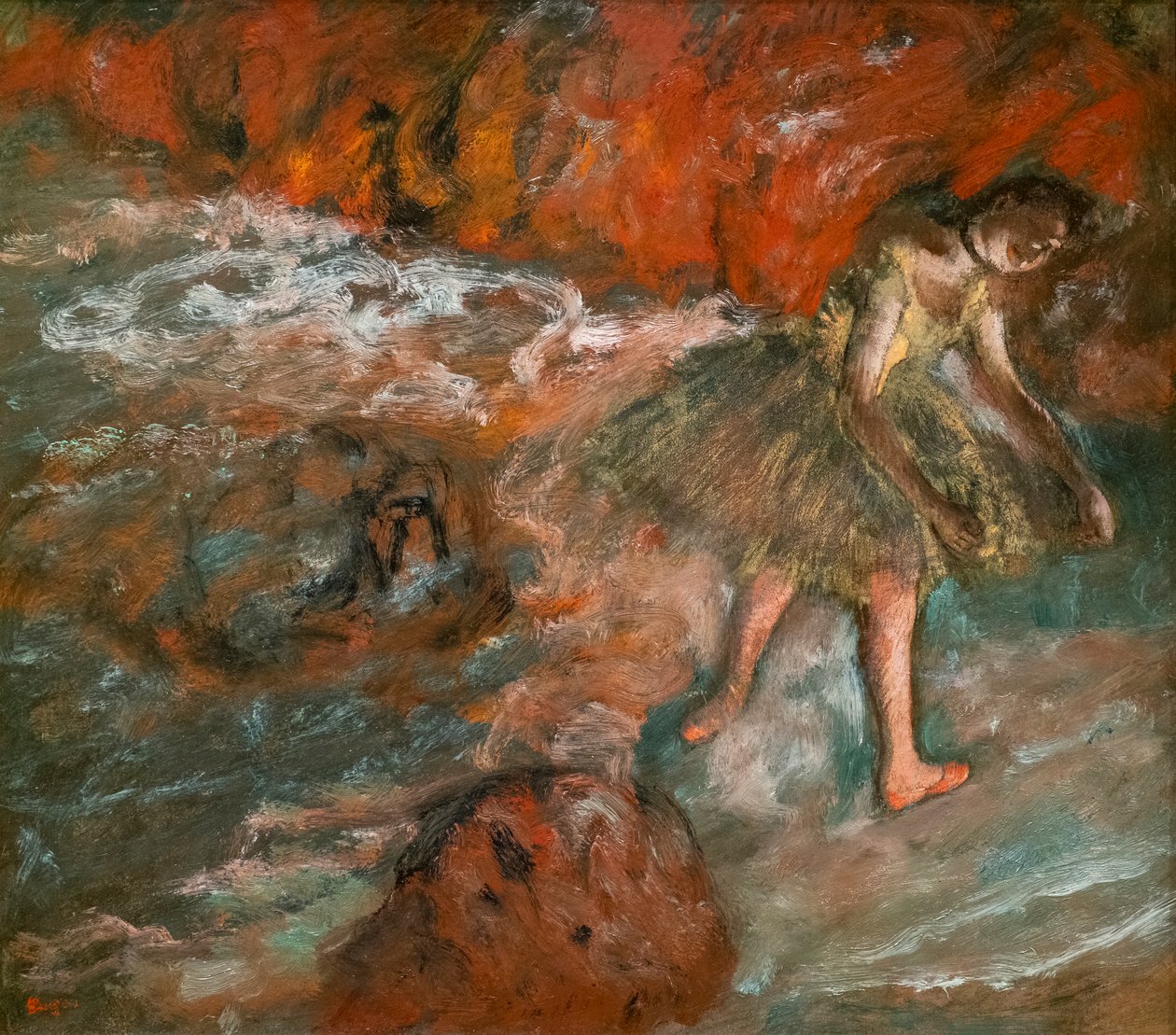 Balett scen. Omkring 1890. Olja på papper, laminerad på panel. av Edgar Degas