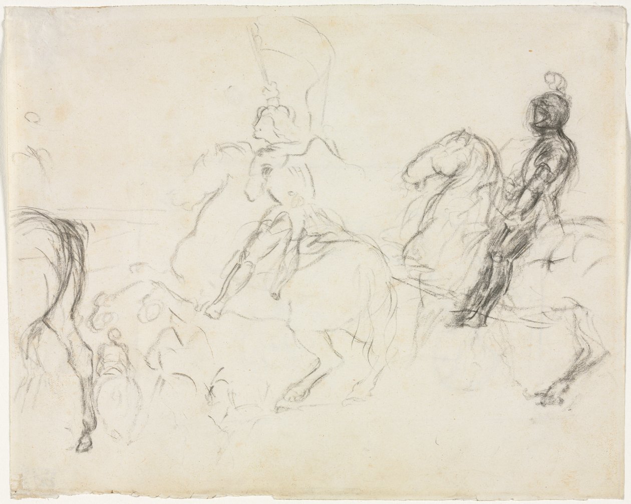 Stridsscen med pansarfigurer till häst (recto) av Edgar Degas