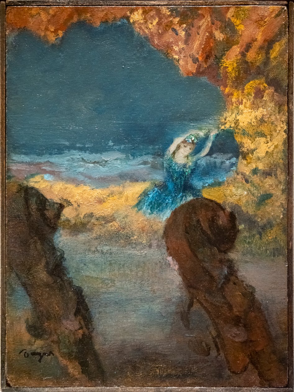 Blå dansare och kontrabas. 1891. Olja på trä av Edgar Degas