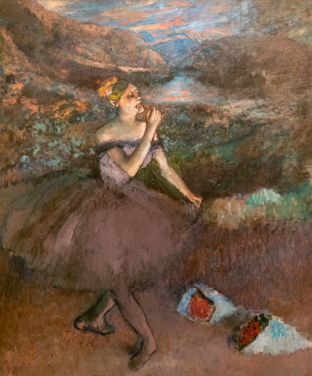 Bukettdansare. Omkring 1895-1900. Olja på duk. av Edgar Degas