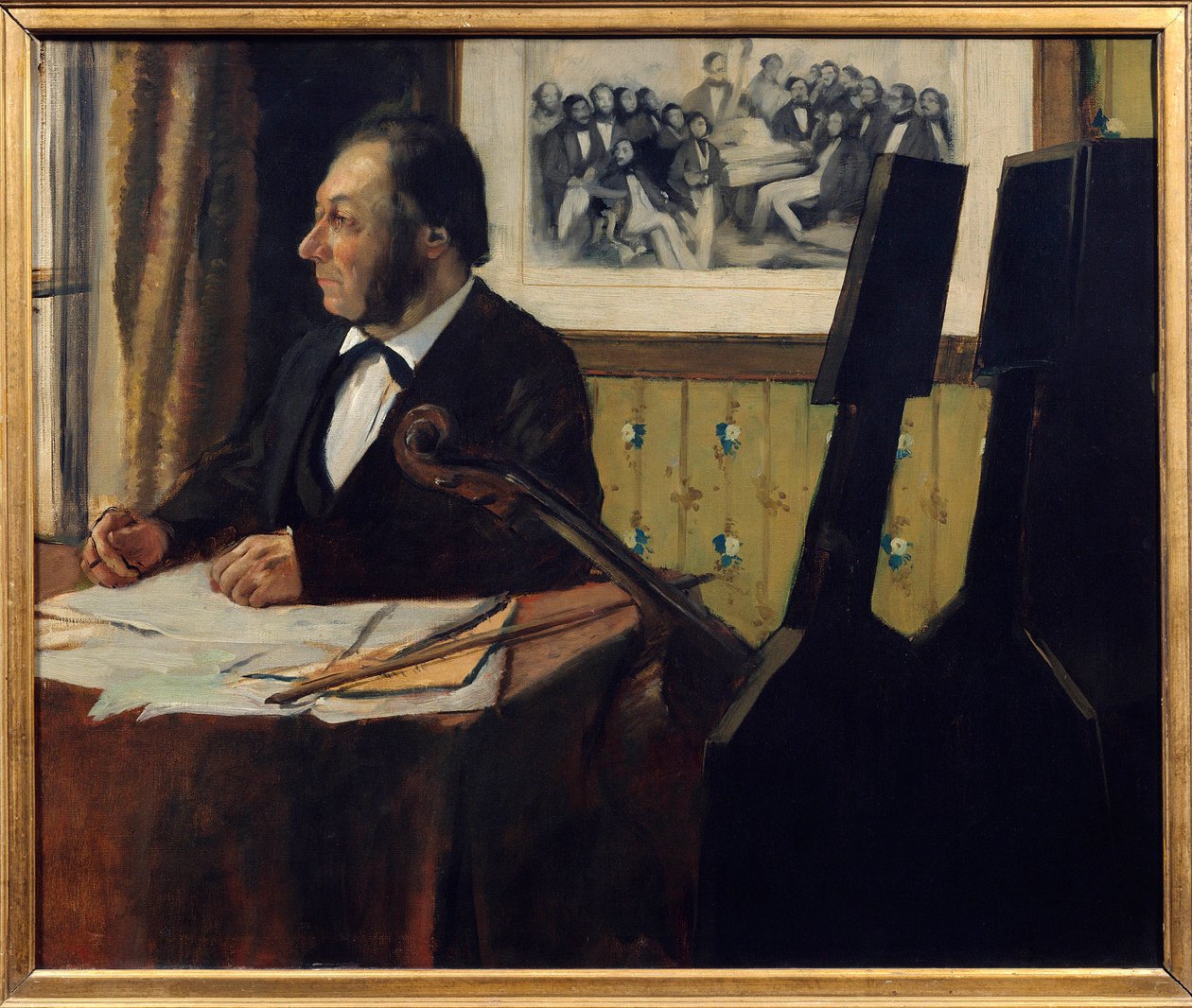 Cellist Pilet, Louis Marie Pilet (1815-1877). Målning av Edgar Degas (1834-1917) 1869 sön. 0,50 x 0,61 m Paris. Musee d