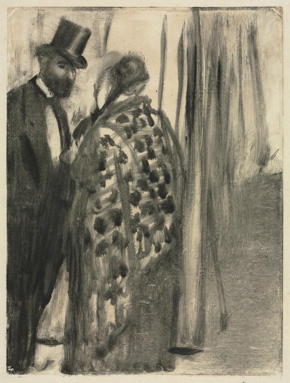 Samtal: Ludovic Halévy och Madame Cardinal (The Conversation) för "La Famille Cardinal" av Ludovic Halévy av Edgar Degas