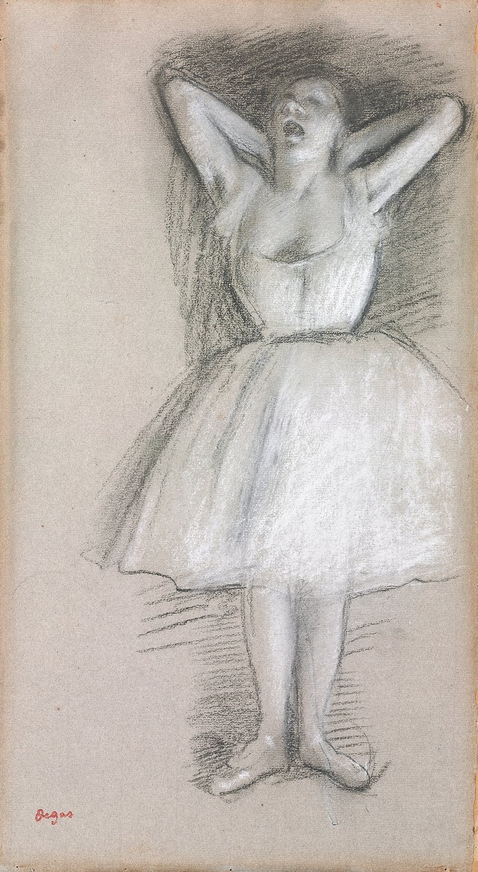 Dansare, armarna höjda bakom huvudet; Dansare, armarna höjda och förda bakom huvudet, av Edgar Degas