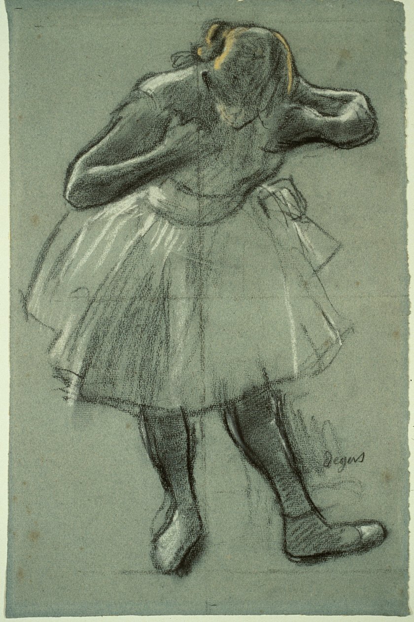 Dansare böjer sig framåt av Edgar Degas