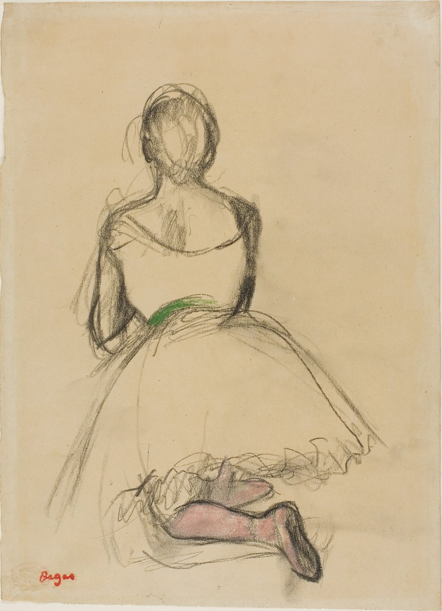 Knästående dansare, sedd bakifrån av Edgar Degas
