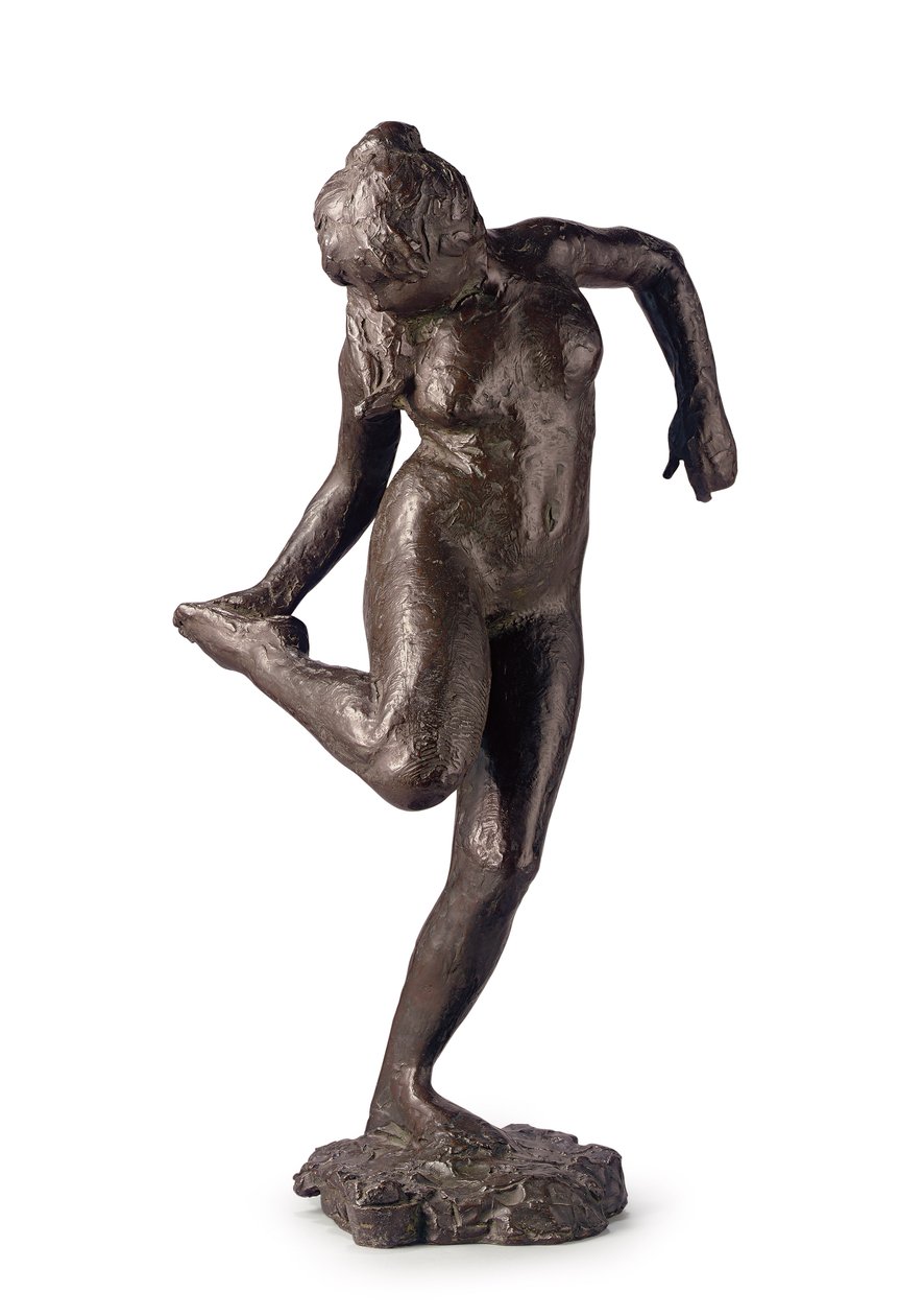Dansare som tittar på sulan av hennes högra fot; Dansare tittar på sin högra fotsula, c.1895 av Edgar Degas