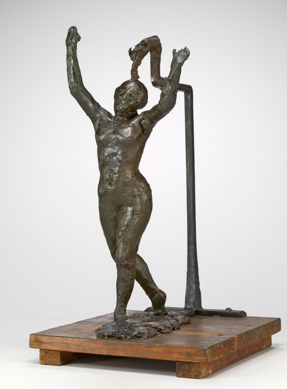 Dansare som går framåt med armarna uppsträckta av Edgar Degas