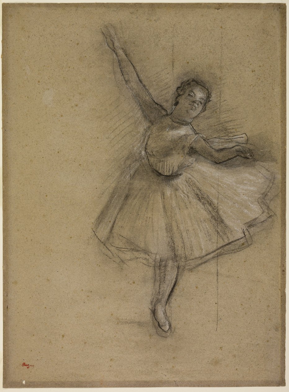 Dancer Turning, ca 1876 (kol och krita på papper) av Edgar Degas