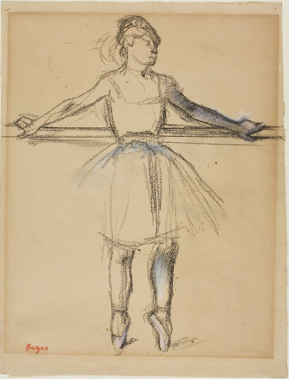 Dancer at the Bar (on Point), ca 1885 (kol med pastell och estompe på brunt papper) av Edgar Degas