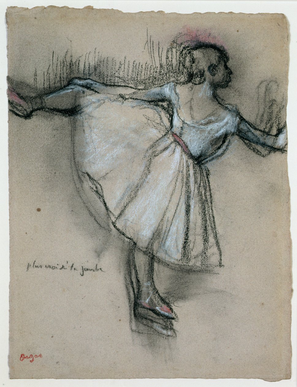 Dancer at the Bar, ca 1885 (kol med pastell och vit krita på papper) av Edgar Degas