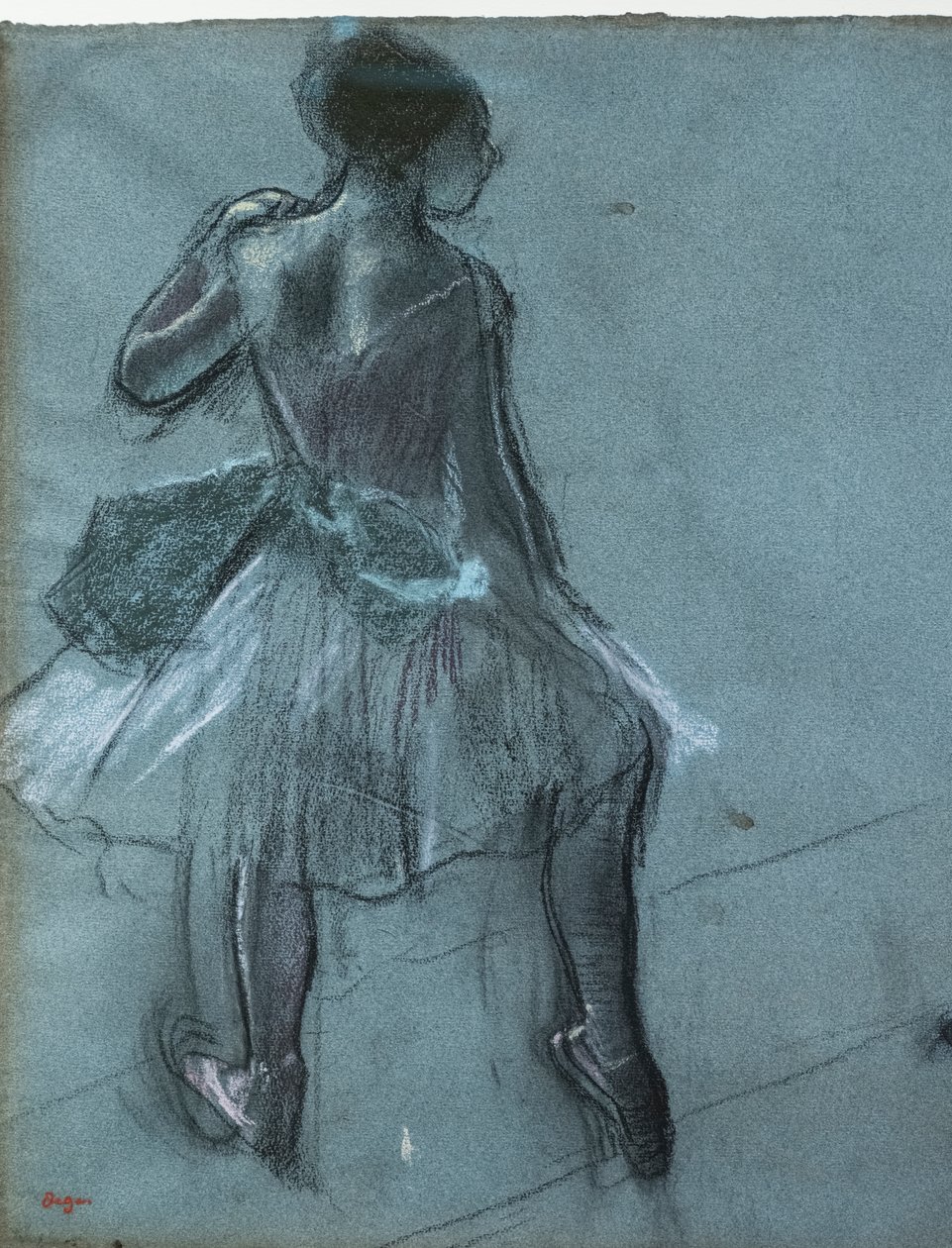 Dansare från rygg och trefotsstudier (detalj). Omkring 1878. Kol och pastell på papper av Edgar Degas